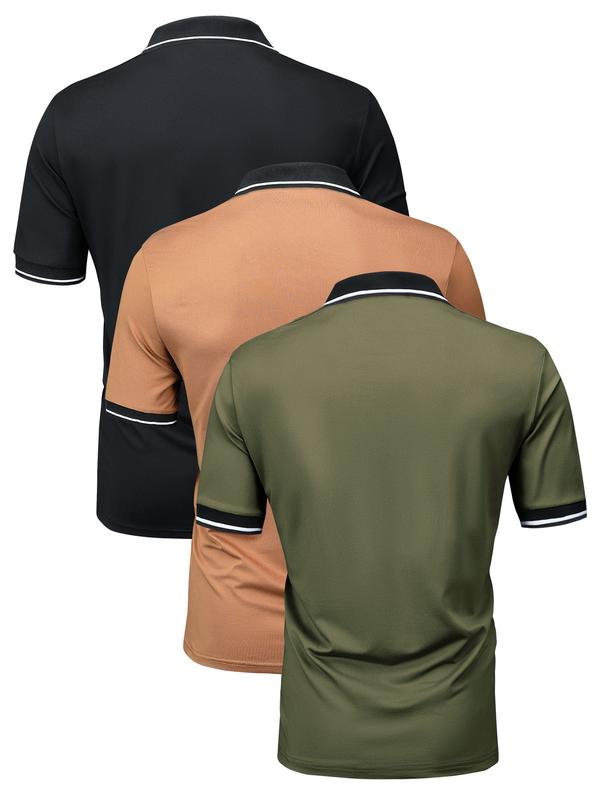 3 Pack Men's Short Sleeve Lapel Collar Golf Polo T-Shirt in Solid Color,Summer outdoor men's comfortable casual clothing Menswear Top