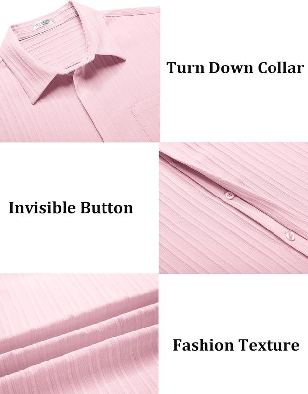 COOFANDY Mens Casual Shirts Short Sleeve Button Down Shirts Fashion Textured Summer Beach Shirt Menswear Top Shortsleeve