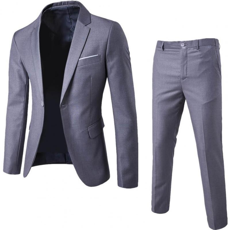 2023 Men's Business Fashion High Quality Gentleman Black 2 Piece Suit Set   Blazers Coat Jacket Pants Classic Trousers