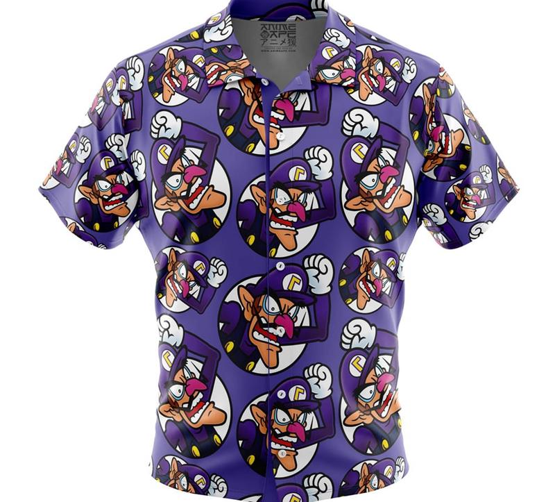 Waluigi Super Mario Button Up Hawaiian Shirt Hawaiian Shirt