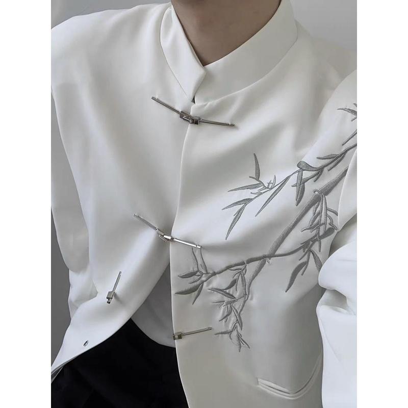 [Suit] Design Bamboo Leaf Embroidery Suit Jacket Men's Zhongshan Suit New Chinese Suit Suit