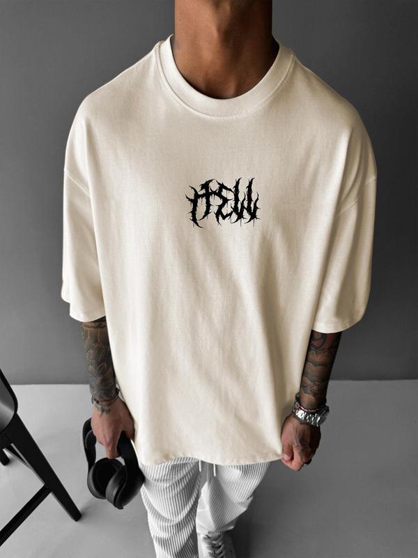 Men's Loose Skeleton Wing Print Drop Shoulder Tee, Street Fashion Casual Half Sleeve Round Neck T-shirt for Daily Wear, Men's Clothes for Summer