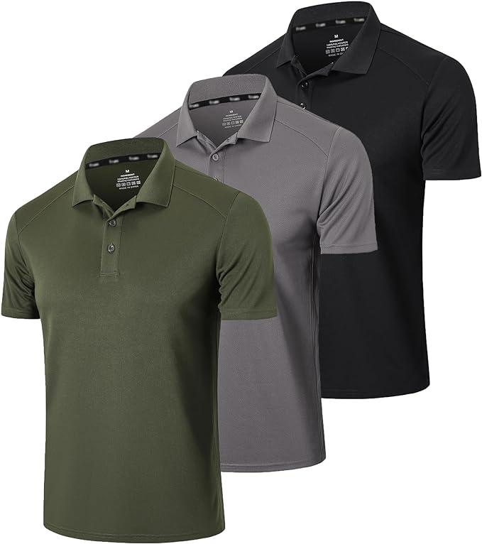 Plus Size 3 Pack Men's Polo Shirts Short Sleeve Breathable Quick Dry Golf Polo Shirts Men's Running Sports Tops Gym Workout Polo T- Shirt Casual Menswear Clothes Collared quick drying Dri suit Mesh Polyester Slim suit Outdoor Soccer Stretch