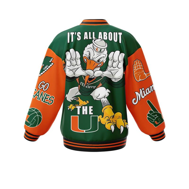 Miami Hurricanes New Bomber Baseball Jacket , Baseball Jacket Printing Fashion Casual Baseball Jacket Sweatshirt Cardigan Hip Hop Baseball Uniform Men Sports - Jacket  Jacket Sweatshirt Cardigan Hip Hop Baseball Uniform Men Sports - Jacket