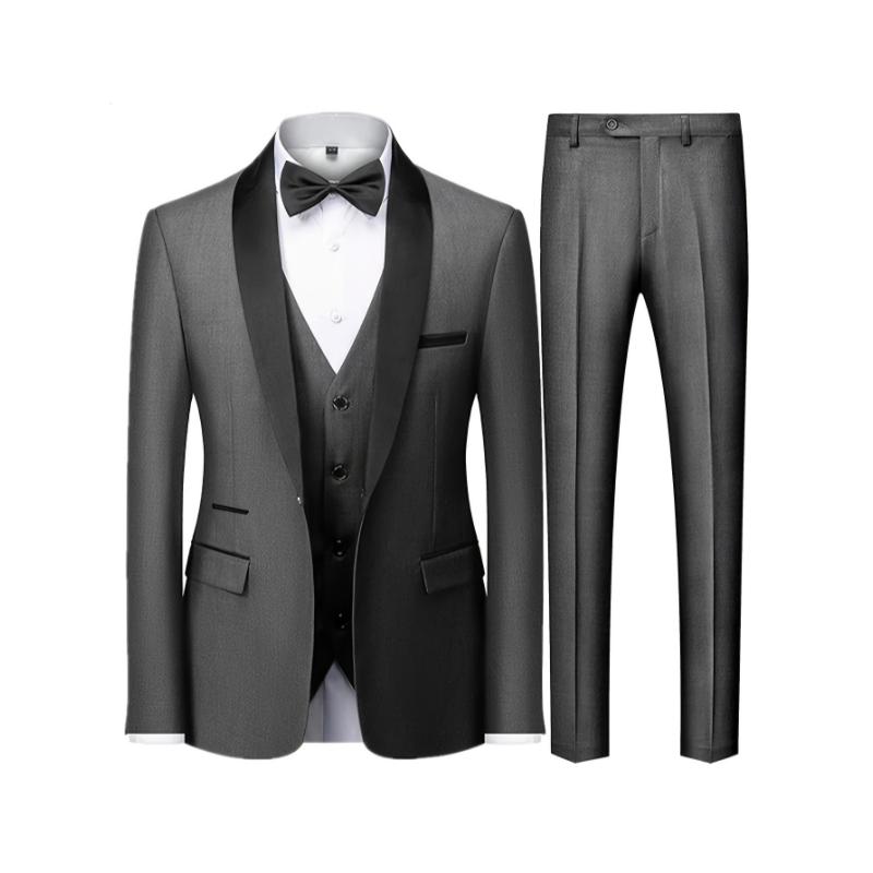 3-piece Classic 3-Piece Men's Suit Set: One-Button Blazer, Waistcoat, Trousers for Formal Occasions Menswear Sleeve