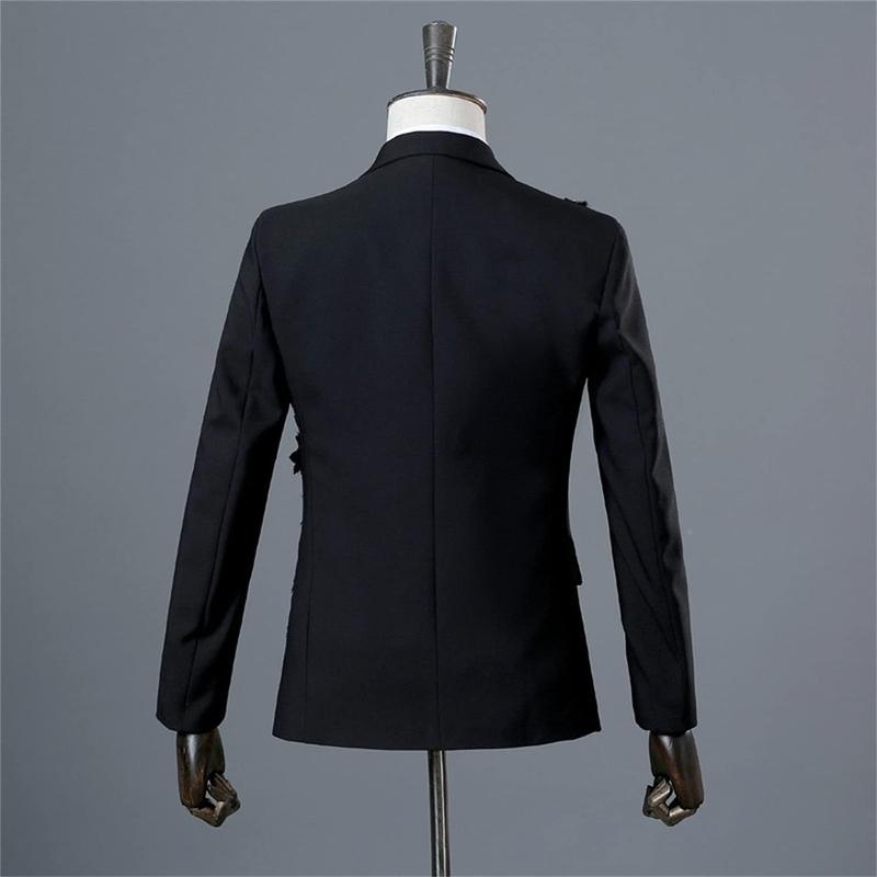 Mens 2 Pieces Luxury Embroidered Suits 1 Button Print Dinner Tuxedo Jacket Pants Prom Wedding Elegant Blazer Dress Suit