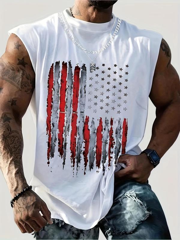 1 Non-large Size Summer New Print Flag 3d Digital Print Vest,  Breathable Quick Drying Men's Crewneck Sleeveless Vest, Fashion Personality Creative Top