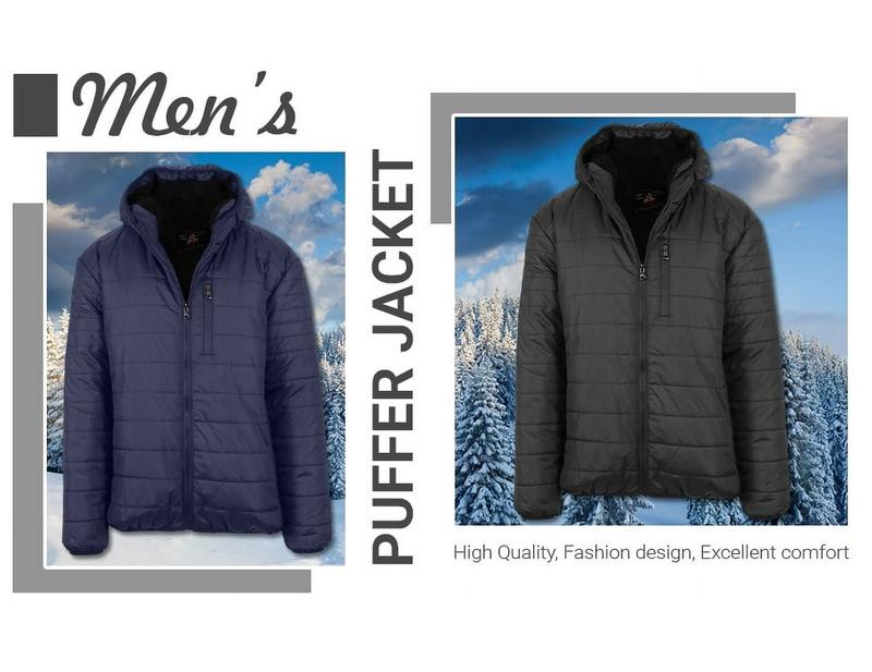 Men's Sherpa-Lined Hooded Puffer Jacket - Sizes S-2XL - Coats, Menswear