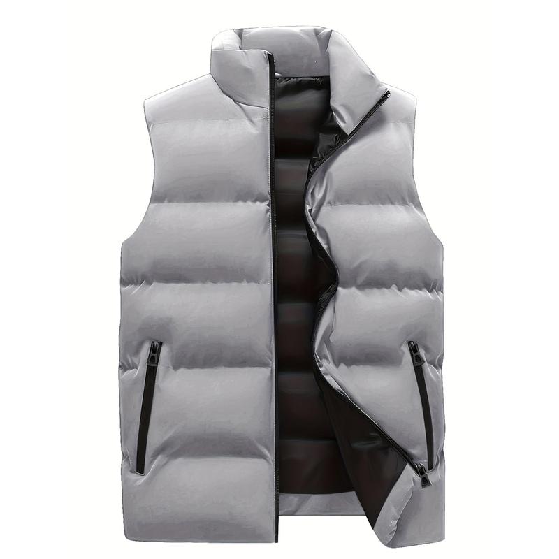 Cozy Winter Vest - Soft, Fleece-Lined, Water-Resistant, Zip-Up Design with Stand Collar, Multiple Zipper Pockets for Men - Perfect for Fall and Winter Outdoor Activities