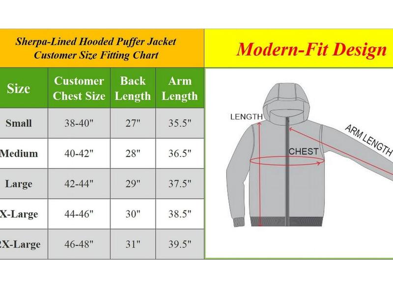 Men's Sherpa-Lined Hooded Puffer Jacket - Sizes S-2XL - Coats, Menswear