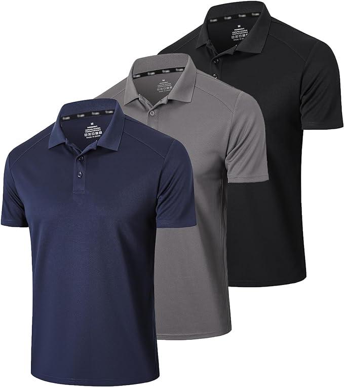 Plus Size 3 Pack Men's Polo Shirts Short Sleeve Breathable Quick Dry Golf Polo Shirts Men's Running Sports Tops Gym Workout Polo T- Shirt Casual Menswear Clothes Collared quick drying Dri suit Mesh Polyester Slim suit Outdoor Soccer Stretch