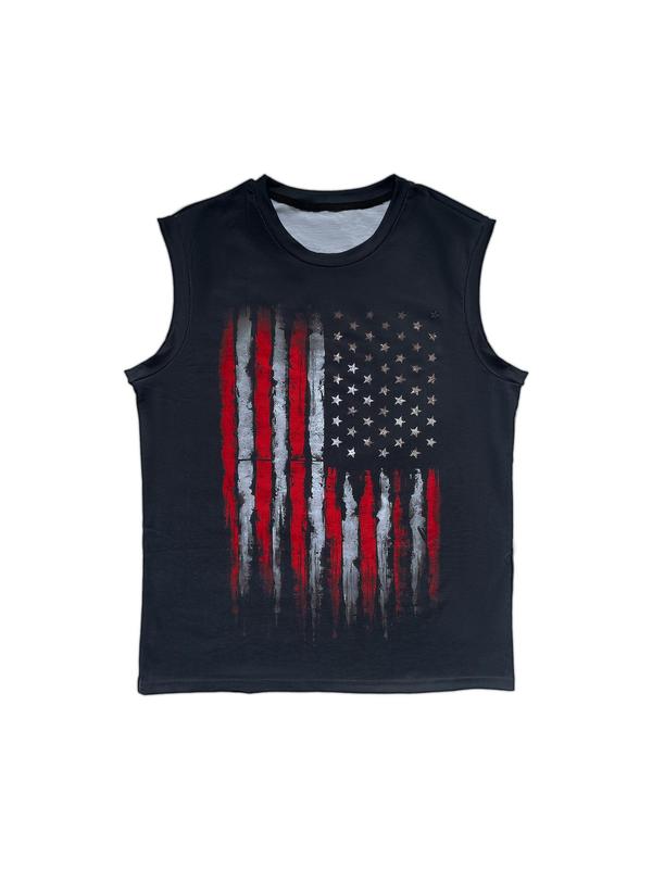 1 Non-large Size Summer New Print Flag 3d Digital Print Vest,  Breathable Quick Drying Men's Crewneck Sleeveless Vest, Fashion Personality Creative Top