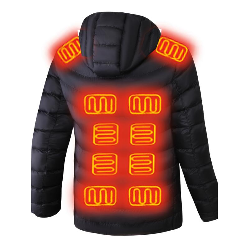 A Men's Smart Heated Jacket With 21 Heating Zones, 4 Levels Of Temperature Control, Hooded Polyester Jacket, Mixed Materials, Non-elastic Solid Color Autumn winter Jacket, Zipper Closure christmas 2024 ornament glass cleaner Cotton Menswear Silk Coats