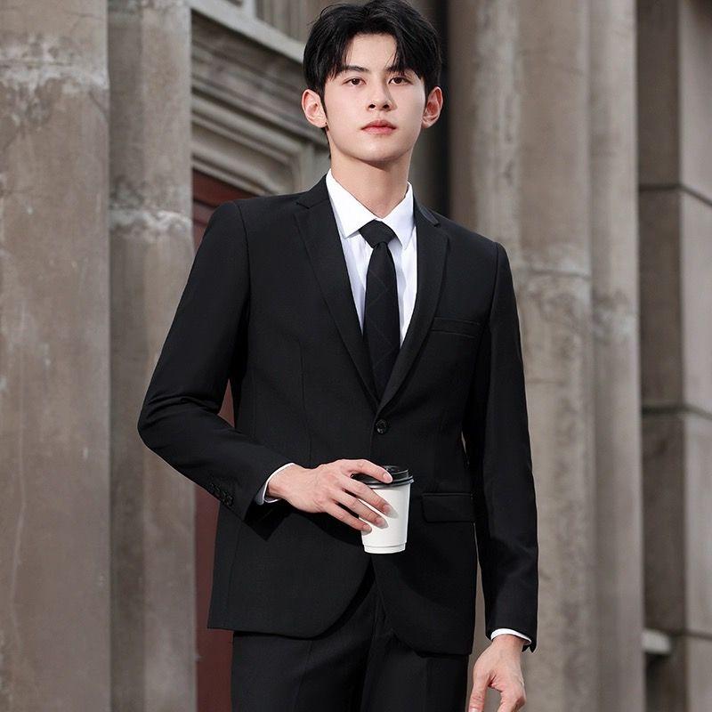 Slim Fit Suit Full Set Men's Spring and Autumn Groom Wedding Suit High-End Small Suit Six-Piece Suit for Men