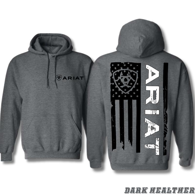 Ariat Hoodie - Classic American Flag Design with Bold Ariat Logo, Perfect for Western Lifestyle Enthusiasts, Comfortable Unisex Hoodie for Patriotic Style and Everyday Wear Menswear Sweaters