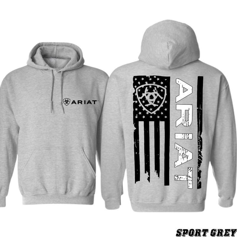 Ariat Hoodie - Classic American Flag Design with Bold Ariat Logo, Perfect for Western Lifestyle Enthusiasts, Comfortable Unisex Hoodie for Patriotic Style and Everyday Wear Menswear Sweaters