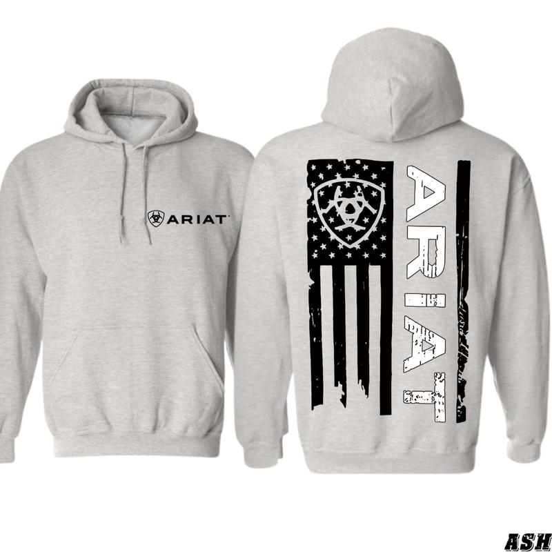 Ariat Hoodie - Classic American Flag Design with Bold Ariat Logo, Perfect for Western Lifestyle Enthusiasts, Comfortable Unisex Hoodie for Patriotic Style and Everyday Wear Menswear Sweaters