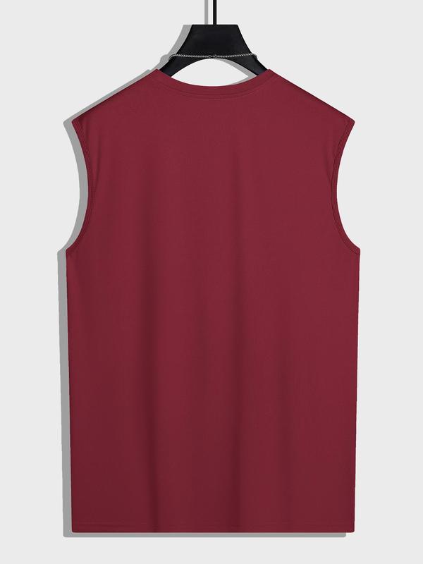 Men's Loose Solid Round Neck Tank Top, Casual Streetwear Sleeveless Top for Summer, Summer Outfits for Men, Fashion Men's Clothing for Daily Wear