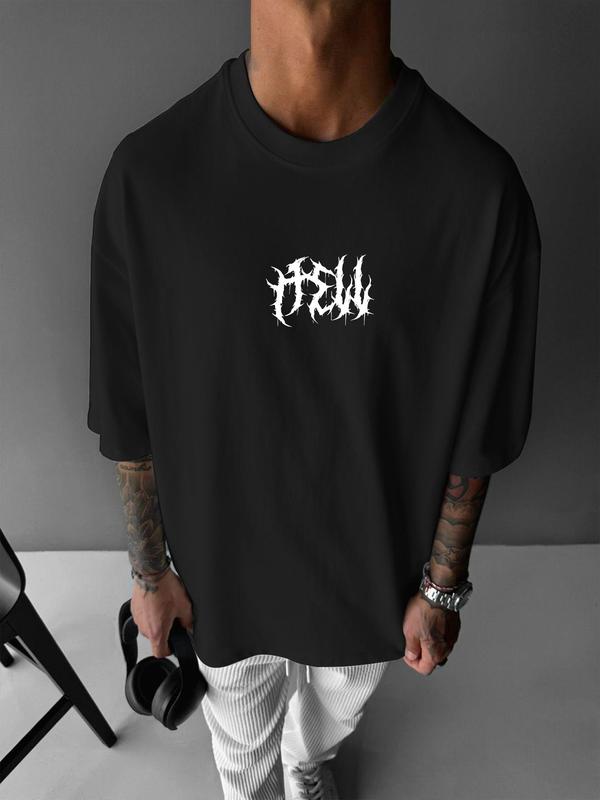 Men's Loose Skeleton Wing Print Drop Shoulder Tee, Street Fashion Casual Half Sleeve Round Neck T-shirt for Daily Wear, Men's Clothes for Summer