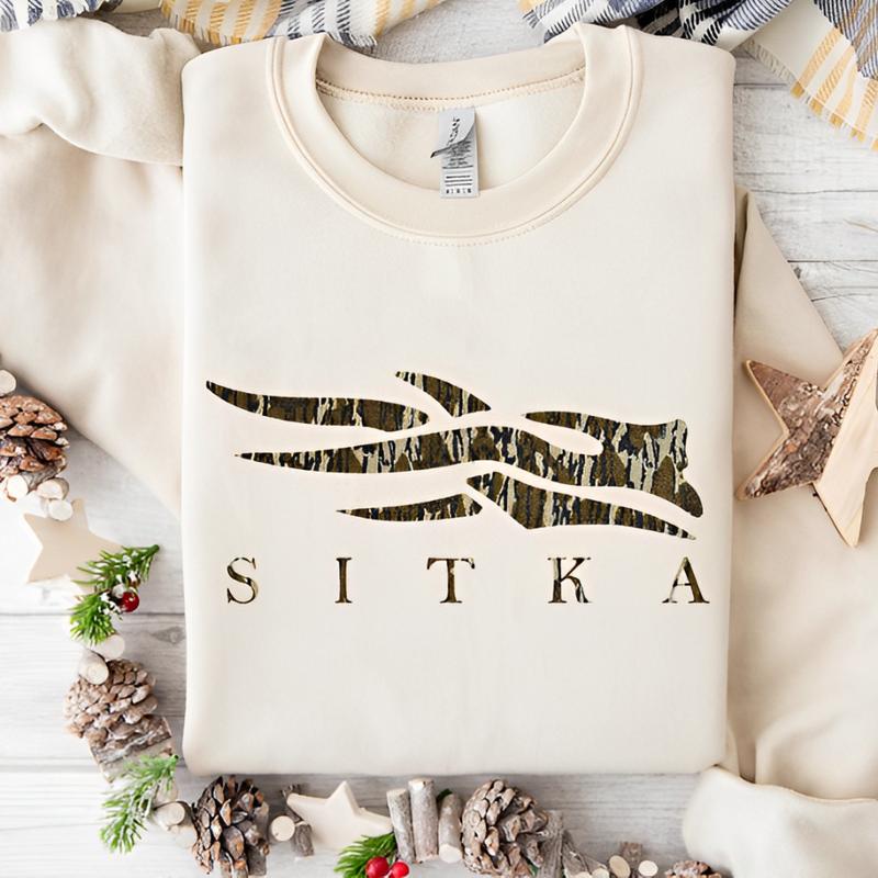 Sitka Camoflauge Bottomland Pattern Logo Unisex Hoodie - Sweater - T-shirt Classic Cotton