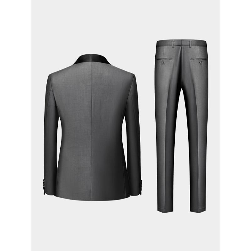 3-piece Classic 3-Piece Men's Suit Set: One-Button Blazer, Waistcoat, Trousers for Formal Occasions Menswear Sleeve