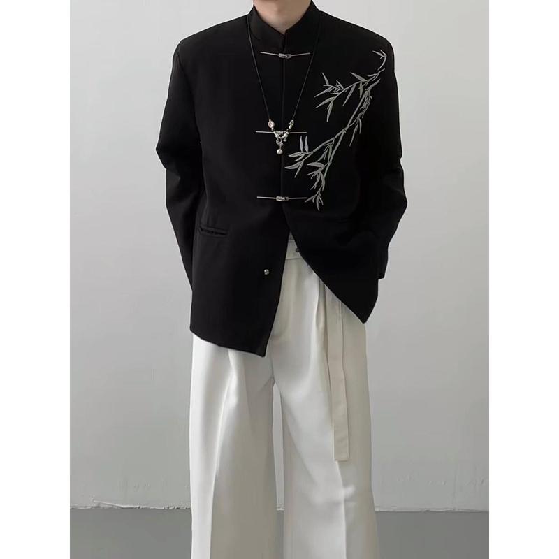 [Suit] Design Bamboo Leaf Embroidery Suit Jacket Men's Zhongshan Suit New Chinese Suit Suit