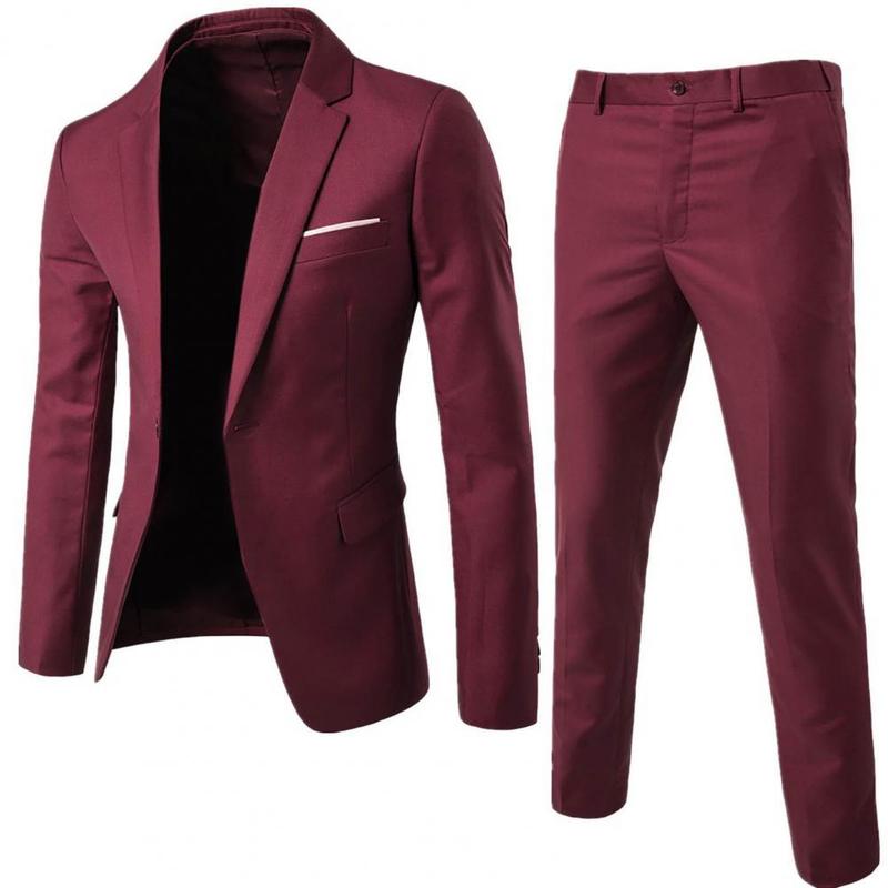 2023 Men's Business Fashion High Quality Gentleman Black 2 Piece Suit Set   Blazers Coat Jacket Pants Classic Trousers