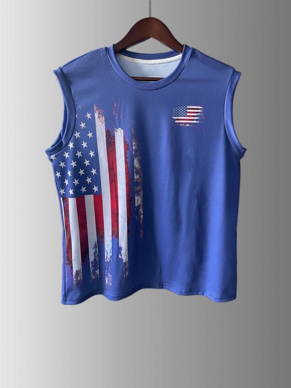 1 Non-large Size Summer New Print Flag 3d Digital Print Vest,  Breathable Quick Drying Men's Crewneck Sleeveless Vest, Fashion Personality Creative Top