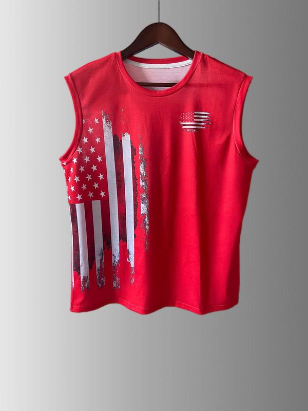 1 Non-large Size Summer New Print Flag 3d Digital Print Vest,  Breathable Quick Drying Men's Crewneck Sleeveless Vest, Fashion Personality Creative Top