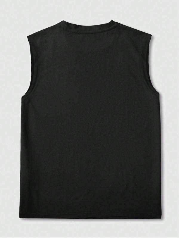 Men's Letter & Figure Print Tank Top, Regular Fit Casual Fashion Sleeveless Top for Summer, Men's Clothes for Daily Wear