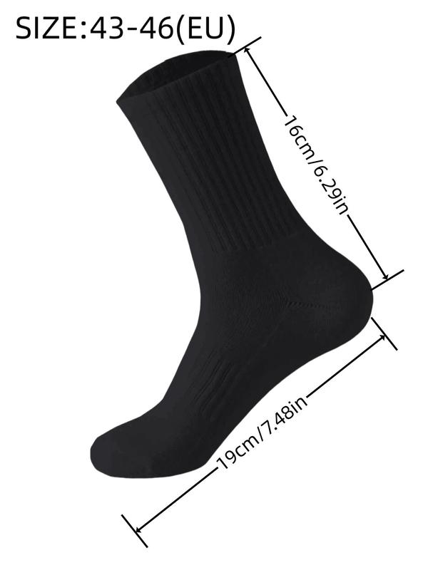 Men's Solid Striped Crew Socks, Casual Comfy Breathable Mid-calf Socks for Daily Wear, Socks for Men, Men's Socks for All Seasons, Wear for School