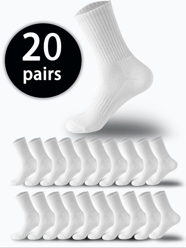 Men's Solid Mid-calf Socks, Casual Comfortable Breathable Socks for Daily Wear, Men's Socks for All Seasons