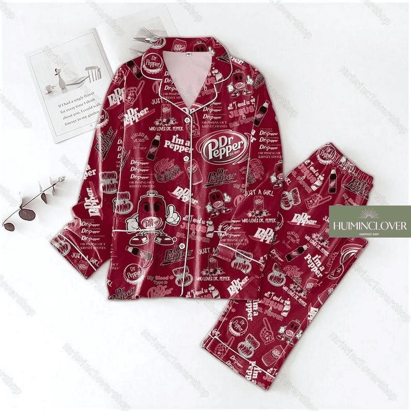 Dr Pepper Pajamas Set, Dr Pepper Pajama, Dr Pepper Shirt, Dr Pepper Holiday Shirt, Dr Pepper Matching Pajamas Set, Dr Pepper Lover Gift For Him, For Her