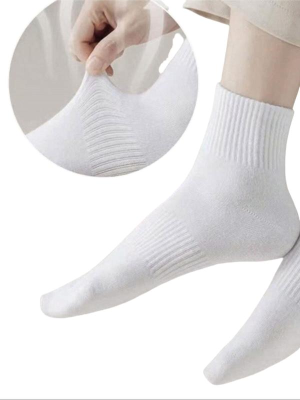 Men's Solid Mid-calf Socks, Casual Comfortable Breathable Socks for Daily Wear, Men's Socks for All Seasons