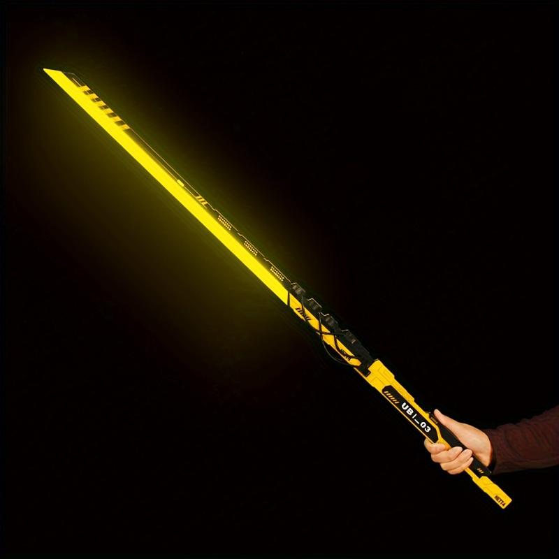 108cm 42.5inch Cyberpunk Lightsaber Sword with Straps Acrylic Rechargeable Glowing Samurai Sword Halloween Cosplay Weapon Model Props(1 2Pcs)