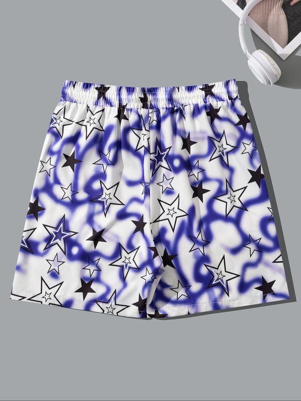 Men's Random Floral Print Pocket Shorts, Regular Fit Casual Drawstring Waist Beach Shorts, Back To School Summer Clothes, Summer Bottoms for Men