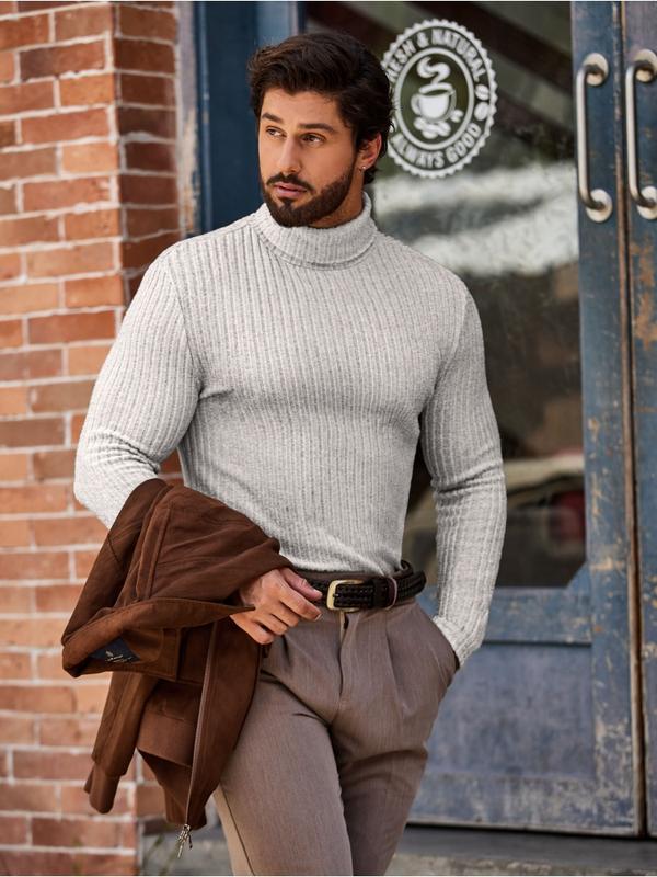 Ekouaer tiktok shop Men Turtleneck Shirts Lightweight Long Sleeve T Shirt Ribbed Thermal Tops Baselayer Pullover thermal underwear  Plain Menswear