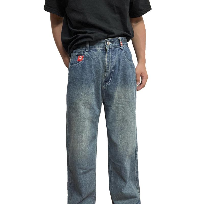 Embroidered Vintage American hip hop oversized Sports jeans, Comfort loose street gothic fashion Wide-Leg jeans,2000s jeans