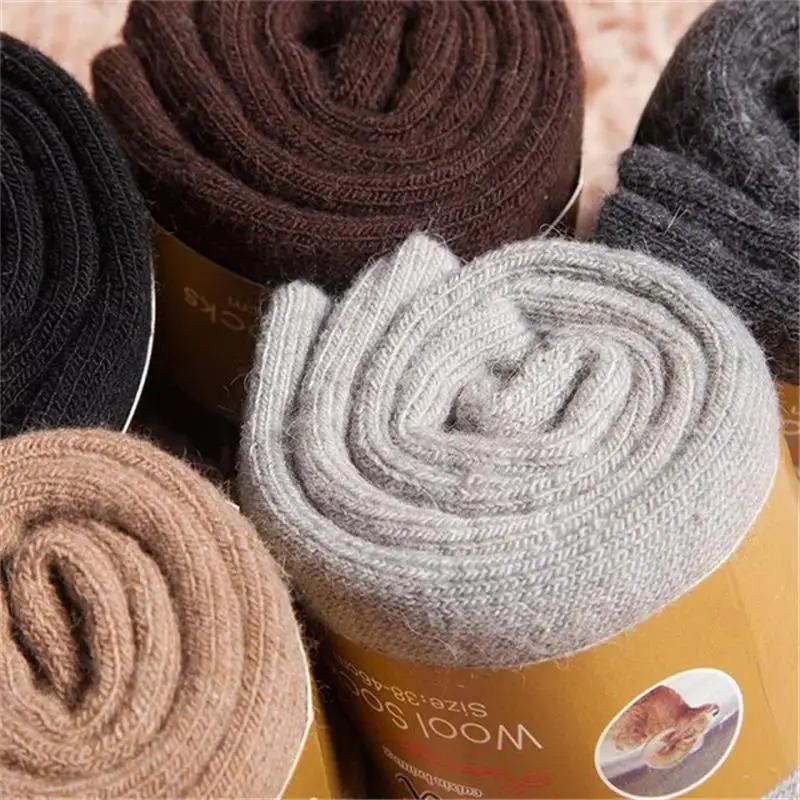 4Pairs Lot Men's Winter Super Thick Thermal Socks Wool Men Women Solid High Quality Merino Wool Socks Cold Snow Warm Wool Socks