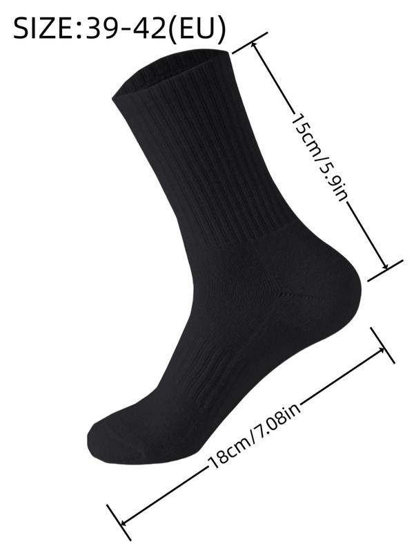 Men's Solid Striped Crew Socks, Casual Comfy Breathable Mid-calf Socks for Daily Wear, Socks for Men, Men's Socks for All Seasons, Wear for School