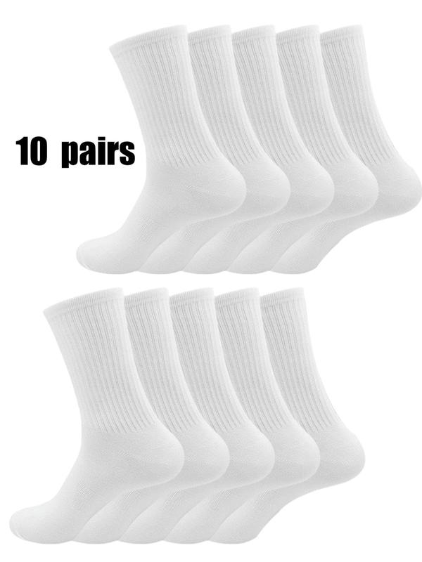 Men's Solid Striped Crew Socks, Casual Comfy Breathable Mid-calf Socks for Daily Wear, Socks for Men, Men's Socks for All Seasons, Wear for School