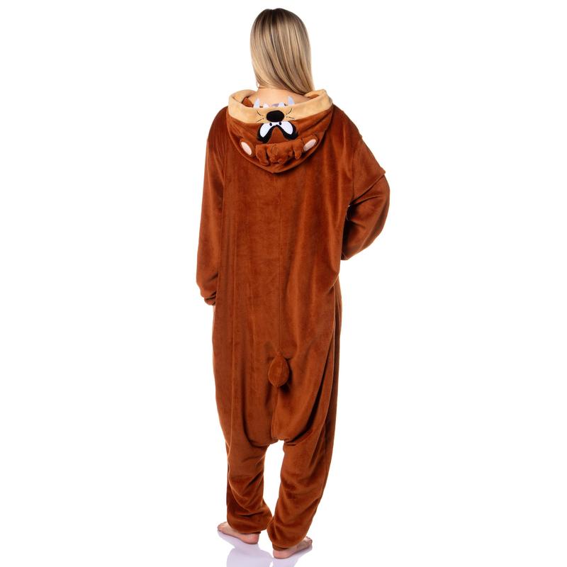 Looney Tunes Mens' Tasmanian Devil Taz Hooded Union Suit Costume Sleep Pajama For Adults