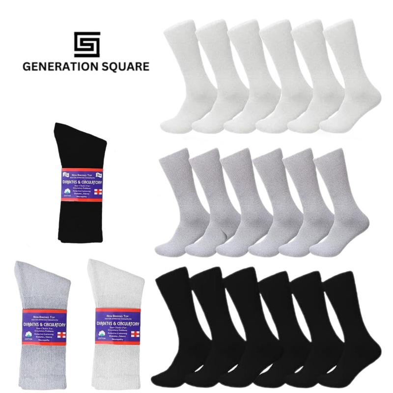 12 Pairs Men and Women Circulatory Non-Binding Cushioned Cotton Crew Socks Size 9-11 10-13 13-15