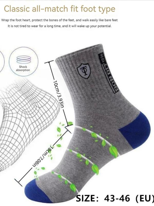 Men's Letter & Graphic Print Crew Socks, Summer Wear 2024, Casual Moisture Wicking Socks, Soft Comfy Breathable Socks for All Seasons Daily Wear