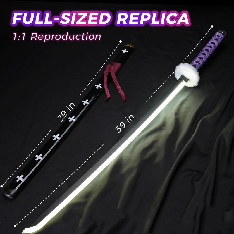 Light Up One Piece Trafalgar Law Sword Purple light - 40 inches Anime Cosplay Prop Menswear Clothing Costumes Japanese Kantana Menswear Clothing