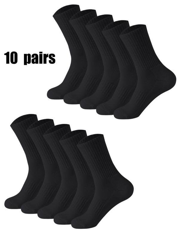 Men's Solid Striped Crew Socks, Casual Comfy Breathable Mid-calf Socks for Daily Wear, Socks for Men, Men's Socks for All Seasons, Wear for School