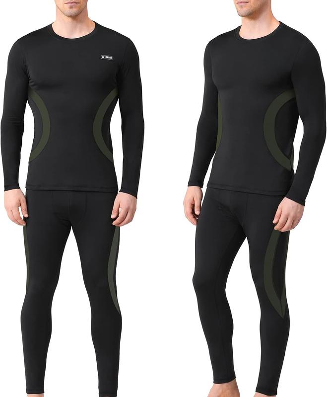 Men's Thermal Underwear Set Long Johns Set with Fleece Lined Skiing Winter Warm Base Layers for Cold Weather