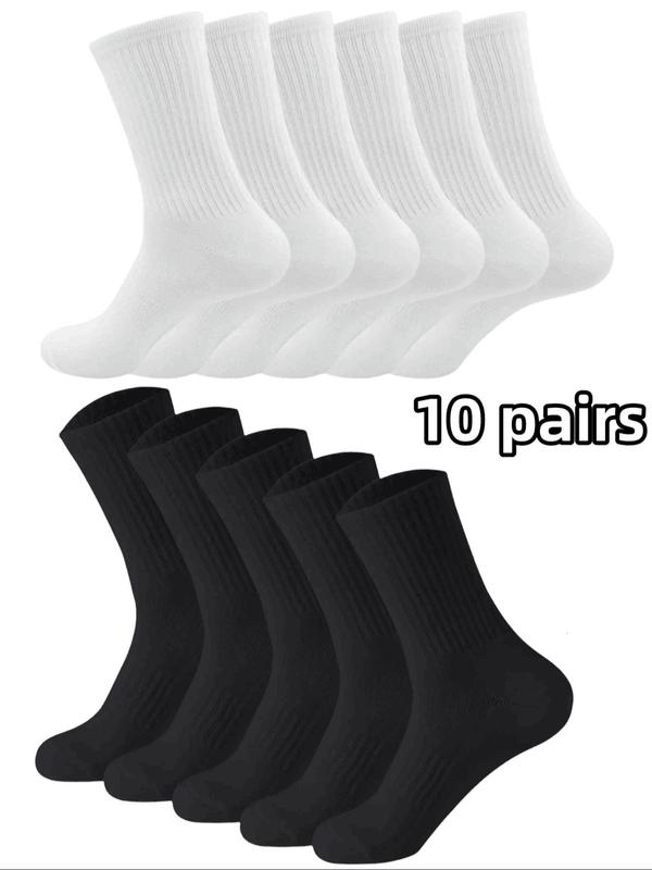 Men's Solid Striped Crew Socks, Casual Comfy Breathable Mid-calf Socks for Daily Wear, Socks for Men, Men's Socks for All Seasons, Wear for School