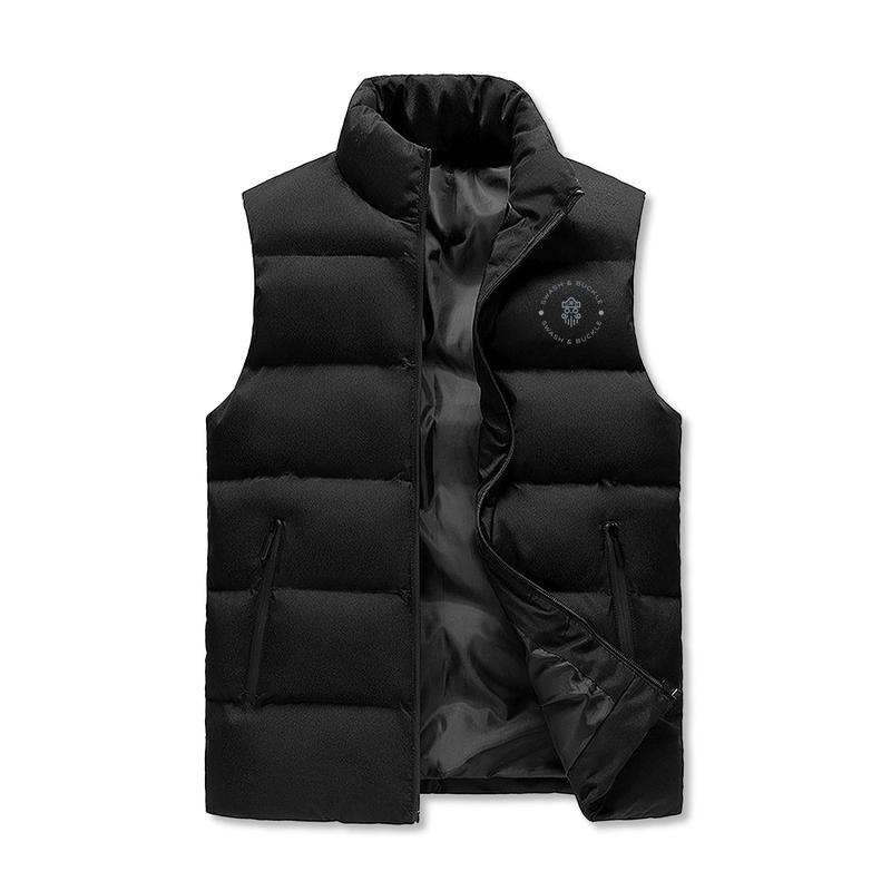 Swash & Buckle Mens Warm Stand Collar Zip Up Puffer Vest