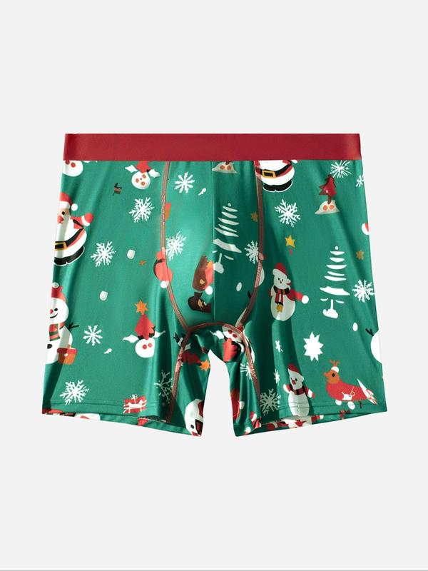 Men's Christmas Print Boxer Brief, Casual Comfy Breathable Underwear for Daily Wear, Men's Underwear for All Seasons